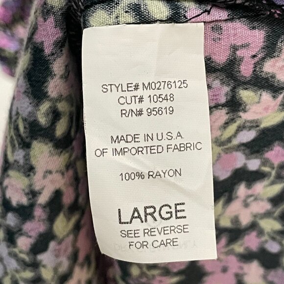 Vintage 90s Floral Dress Deadstock Black Purple Sleeveless Size Large Women Maxi - Picture 8 of 13